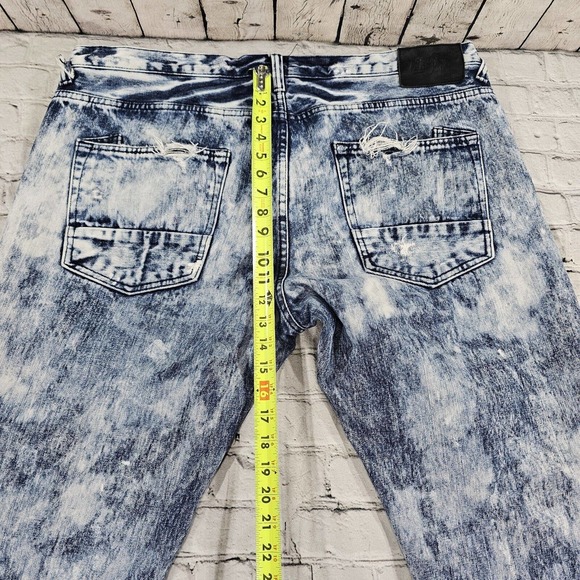 PRPS Jeans Denim Button Fly Straight Leg Blue Red Distressed Barracuda MENS 42 - Picture 9 of 13
